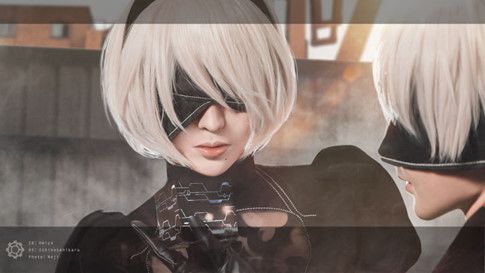 NieR:Automata COSPLAY《尼尔：机械纪元》2B拥抱“尤尔哈9S”